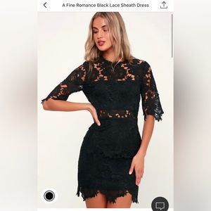 Lulus A Fine Romance Black Lace
Sheath Dress
